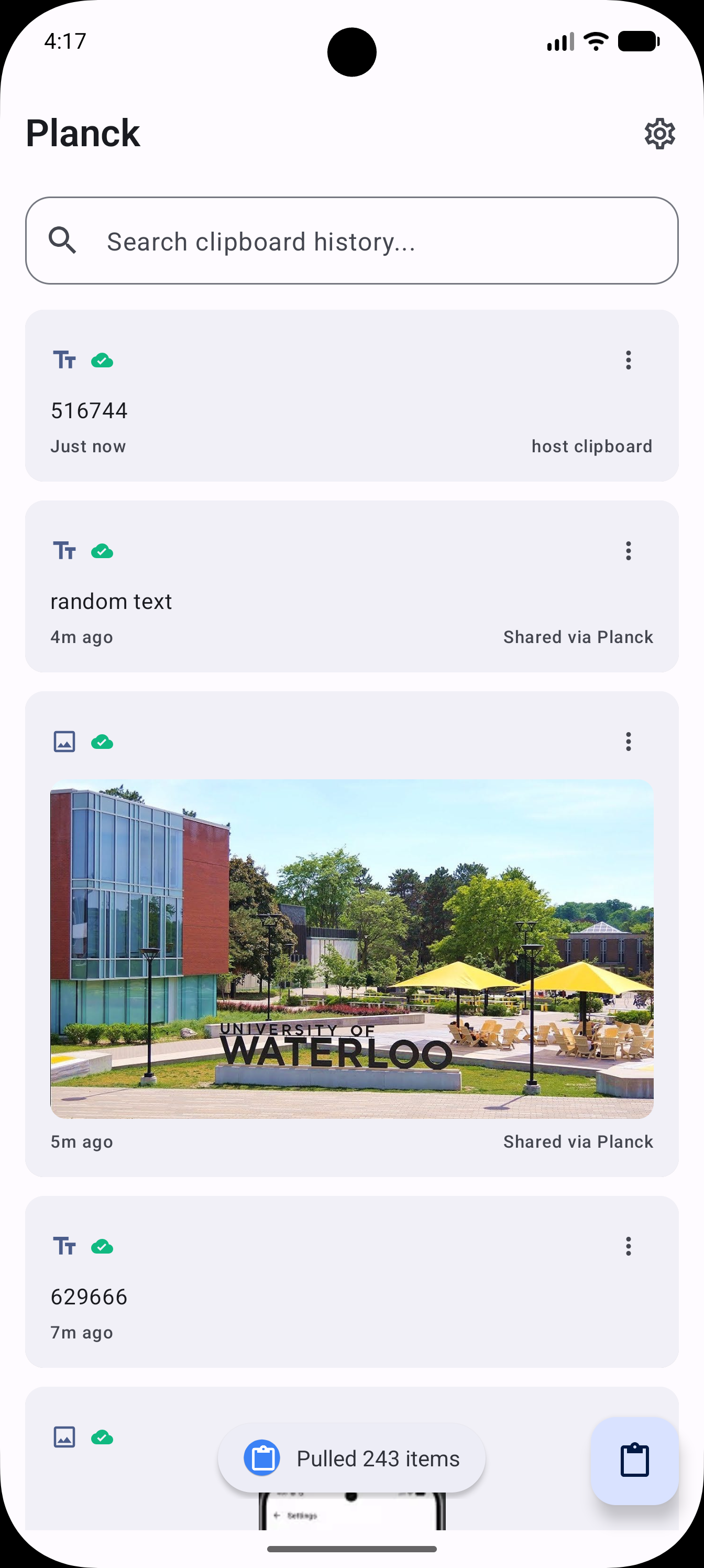 Sync success confirmation