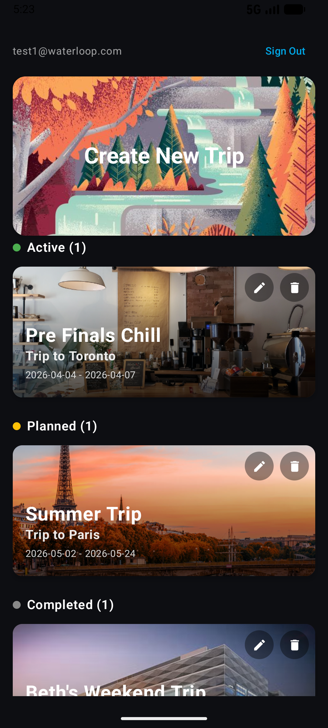 Trip list